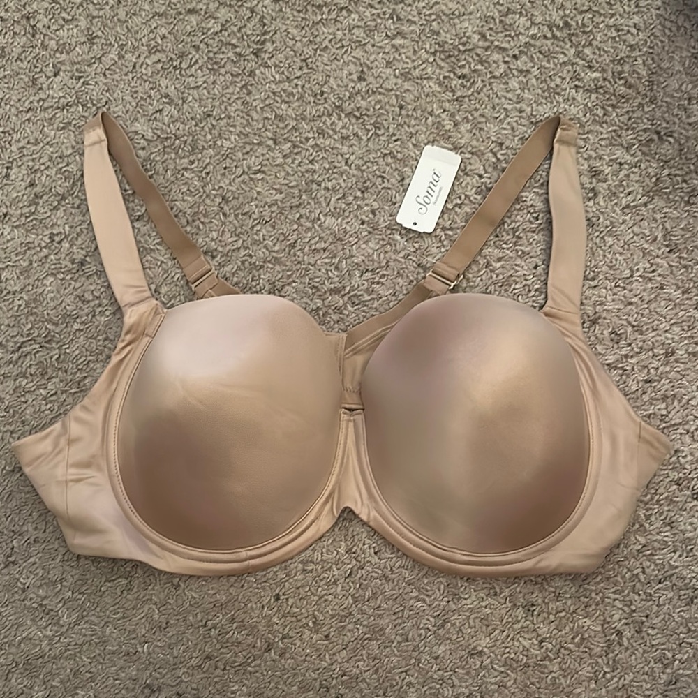 Soma Stunning Support Smooth Full Coverage Bra in Soft Tan 44D NWT
